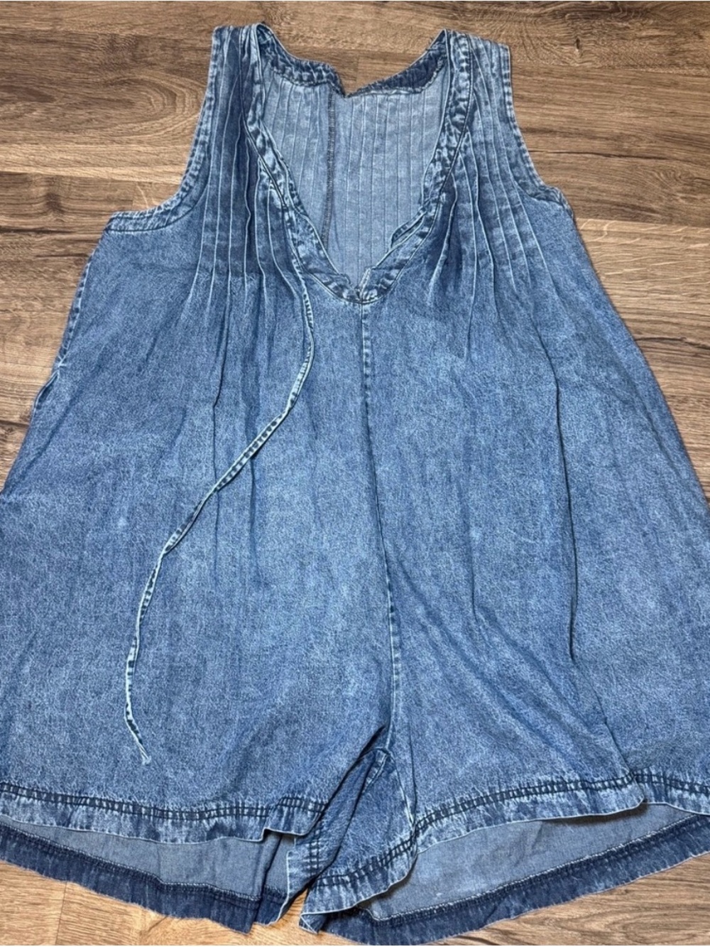 Women's Blue Denim Sleeveless Romper